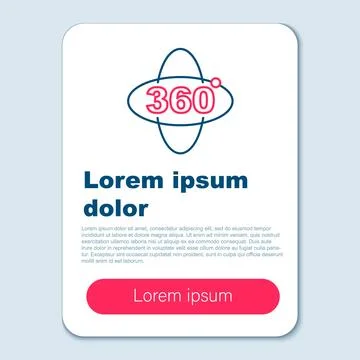 Line 360 degree view icon isolated on grey background. Virtual reality. Angle Illustrazione stock