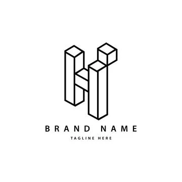 Line 3d letter h logo design template vector Stock Illustration