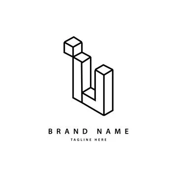 Line 3d letter u logo design template vector Stock Illustration
