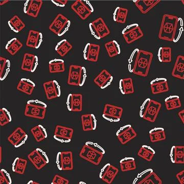 Line 3d modeling icon isolated seamless pattern on black background. Augmented 스톡 일러스트