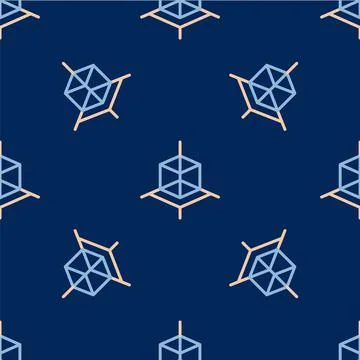 Line 3d modeling icon isolated seamless pattern on blue background. Augmented Illustrazione stock