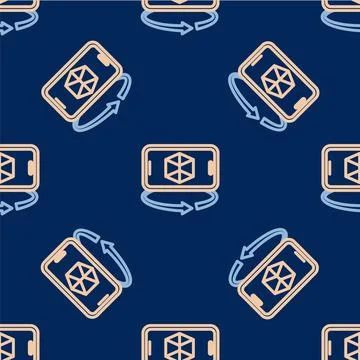 Line 3d modeling icon isolated seamless pattern on blue background. Augmented 스톡 일러스트