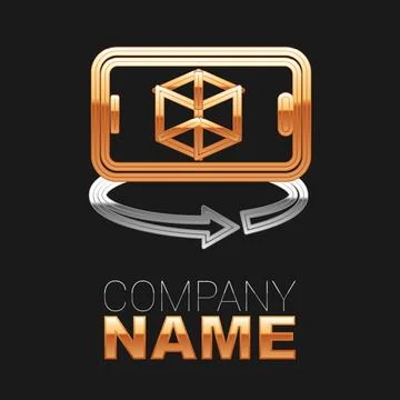 Line 3d modeling icon isolated on black background. Augmented reality or virtual 스톡 일러스트