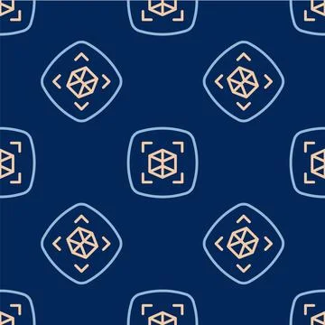 Line 3d modeling icon isolated seamless pattern on blue background. Augmented Stock Illustration