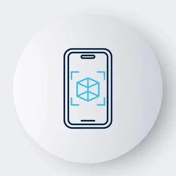 Line 3d modeling icon isolated on white background. Augmented reality or virtual Stock Illustration