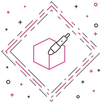 Line 3d pen tool icon isolated on white background. Colorful outline concept Ilustração Stock