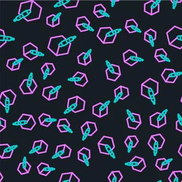 Line 3d pen tool icon isolated seamless pattern on black background. Vector Stock Illustration