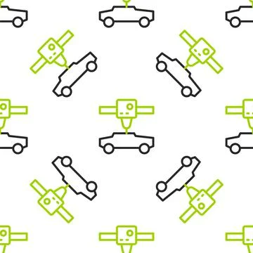 Line 3D printer car icon isolated seamless pattern on white background. 3d Stock Illustration