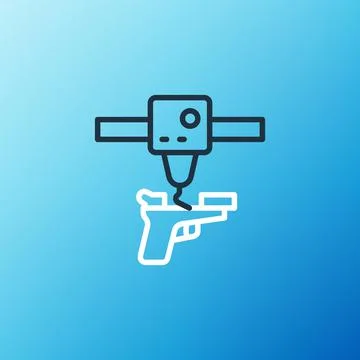 Line 3D printer gun icon isolated on blue background. 3d printing. Colorful Stock Illustration