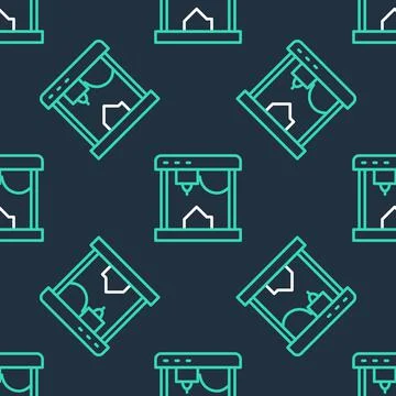 Line 3D printer icon isolated seamless pattern on black background. Vector Illustrazione stock
