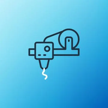 Line 3D printer icon isolated on blue background. 3d printing. Colorful outline Illustrazione stock