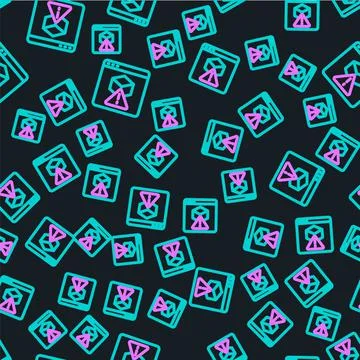 Line 3D printer icon isolated seamless pattern on black background. 3d printing Stock Illustration