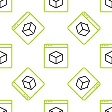 Line 3D printer icon isolated seamless pattern on white background. 3d printing Stock Illustration