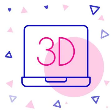 Line 3D printer icon isolated on white background. 3d printing. Colorful outline Stock Illustration