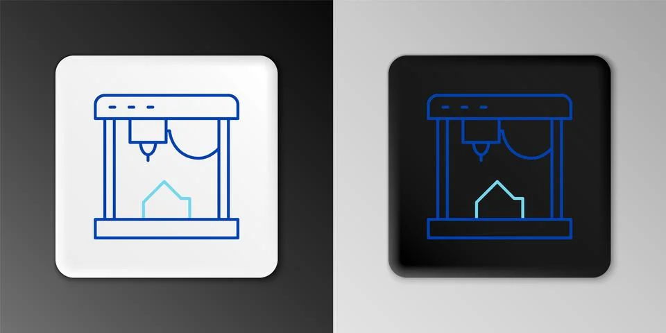 Line 3D printer icon isolated on grey background. Colorful outline concept Stock Illustration