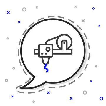 Line 3D printer icon isolated on white background. 3d printing. Colorful outl Illustrazione stock