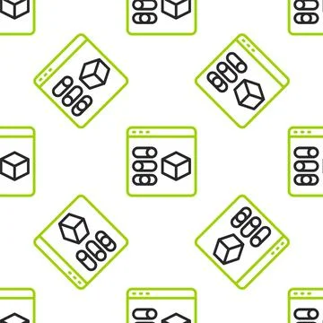 Line 3D printer icon isolated seamless pattern on white background. 3d printing Stock Illustration