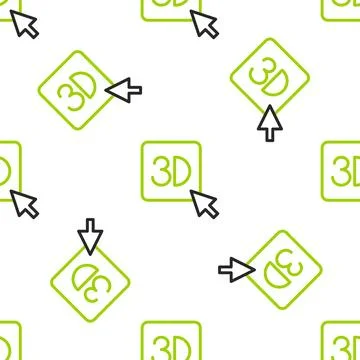 Line 3D printer icon isolated seamless pattern on white background. 3d printing Stock Illustration