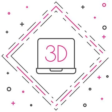 Line 3D printer icon isolated on white background. 3d printing. Colorful ou.. 스톡 일러스트