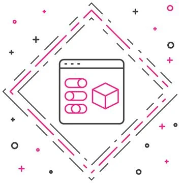 Line 3D printer icon isolated on white background. 3d printing. Colorful ou.. Stock Illustration