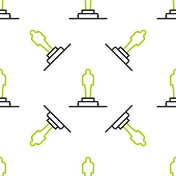 Line 3D printer model icon isolated seamless pattern on white background. 3d Stock Illustration