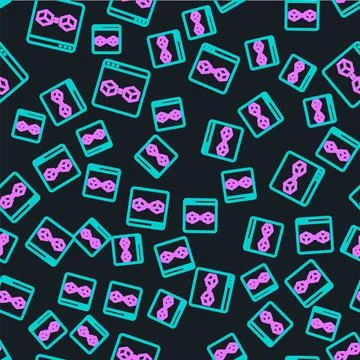 Line 3D printer perfect copy icon isolated seamless pattern on black background Stock Illustration