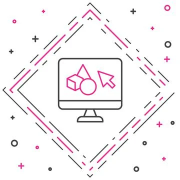 Line 3D printer software icon isolated on white background. 3d printing Stock Illustration