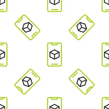 Line 3D printer software icon isolated seamless pattern on white background. 3d Stock Illustration