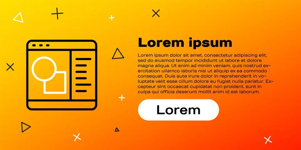 Line 3D printer software icon isolated on yellow background. 3d printing 스톡 일러스트