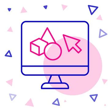 Line 3D printer software icon isolated on white background. 3d printing Stock Illustration