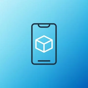 Line 3D printer software icon isolated on blue background. 3d printing. Col.. Stock Illustration