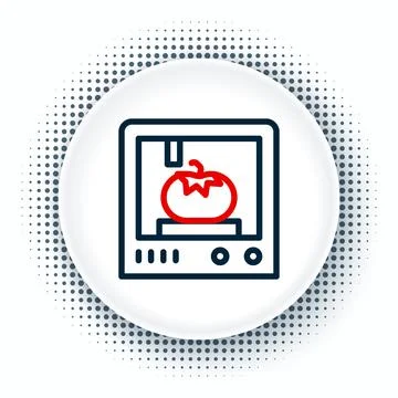 Line 3D printing technology icon isolated on white background. Colorful outline Stock Illustration