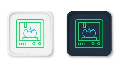 Line 3D printing technology icon isolated on white background. Colorful out.. Stock Illustration