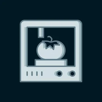 Line 3D printing technology icon isolated on black background. Flat filled .. Stock Illustration