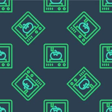 Line 3D printing technology icon isolated seamless pattern on blue backgrou.. 스톡 일러스트