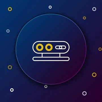 Line 3d scanning system icon isolated on blue background. Colorful outline 스톡 일러스트