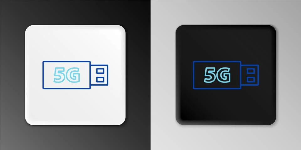 Line 5G modem for fast mobile Internet icon isolated on grey background. Global Illustrazione stock