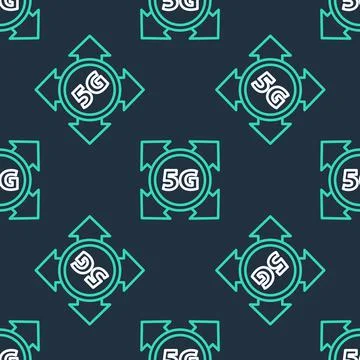 Line 5G new wireless internet wifi connection icon isolated seamless pattern on Illustrazione stock