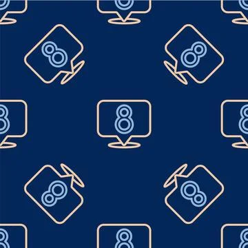 Line 8 March icon isolated seamless pattern on blue background. Internation.. Stock Illustration