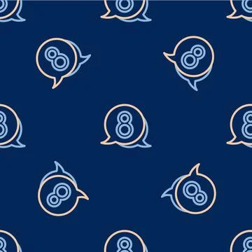 Line 8 March in speech bubble icon isolated seamless pattern on blue backgr.. Stock Illustration