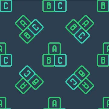 Line ABC blocks icon isolated seamless pattern on blue background. Alphabet Stock Illustration