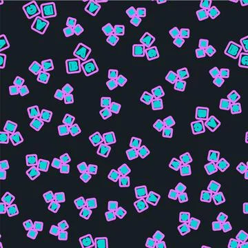 Line ABC blocks icon isolated seamless pattern on black background. Alphabet Stock Illustration