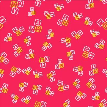Line ABC blocks icon isolated seamless pattern on red background. Alphabet cu Stock Illustration