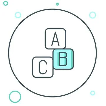 Line ABC blocks icon isolated on white background. Alphabet cubes with lett.. Stock Illustration