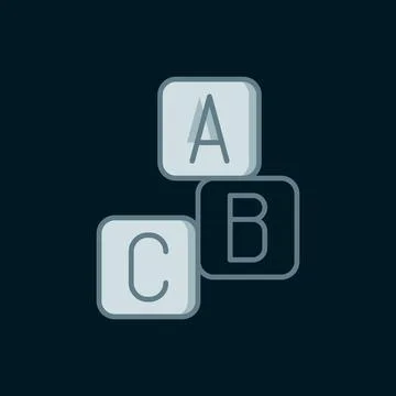 Line ABC blocks icon isolated on black background. Alphabet cubes with lett.. Stock Illustration