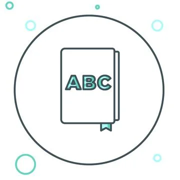 Line ABC book icon isolated on white background. Dictionary book sign. Alph.. Stock Illustration