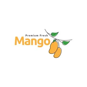 Line abstract branch orange mango logo design vector graphic symbol icon il.. Stock Illustration
