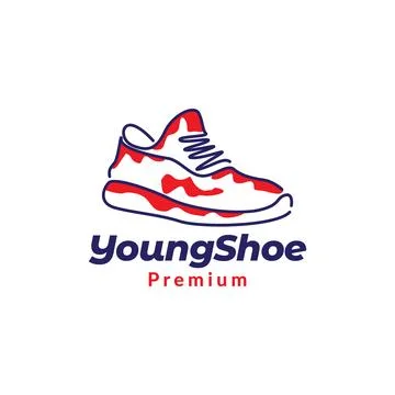 Line abstract red young shoe sneaker logo design vector graphic symbol icon.. Stock Illustration