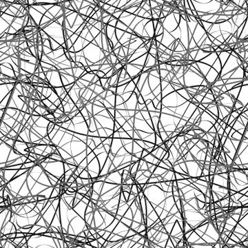 Line abstract seamless pattern with hand drawn lines. wavy striped vector ill Stock Illustration