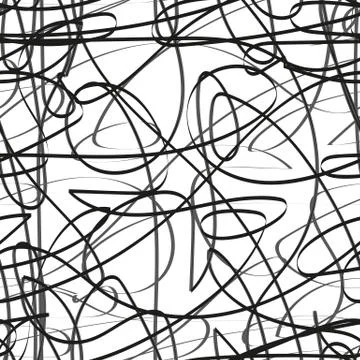 Line abstract seamless pattern with hand drawn lines. wavy striped vector ill Stock Illustration